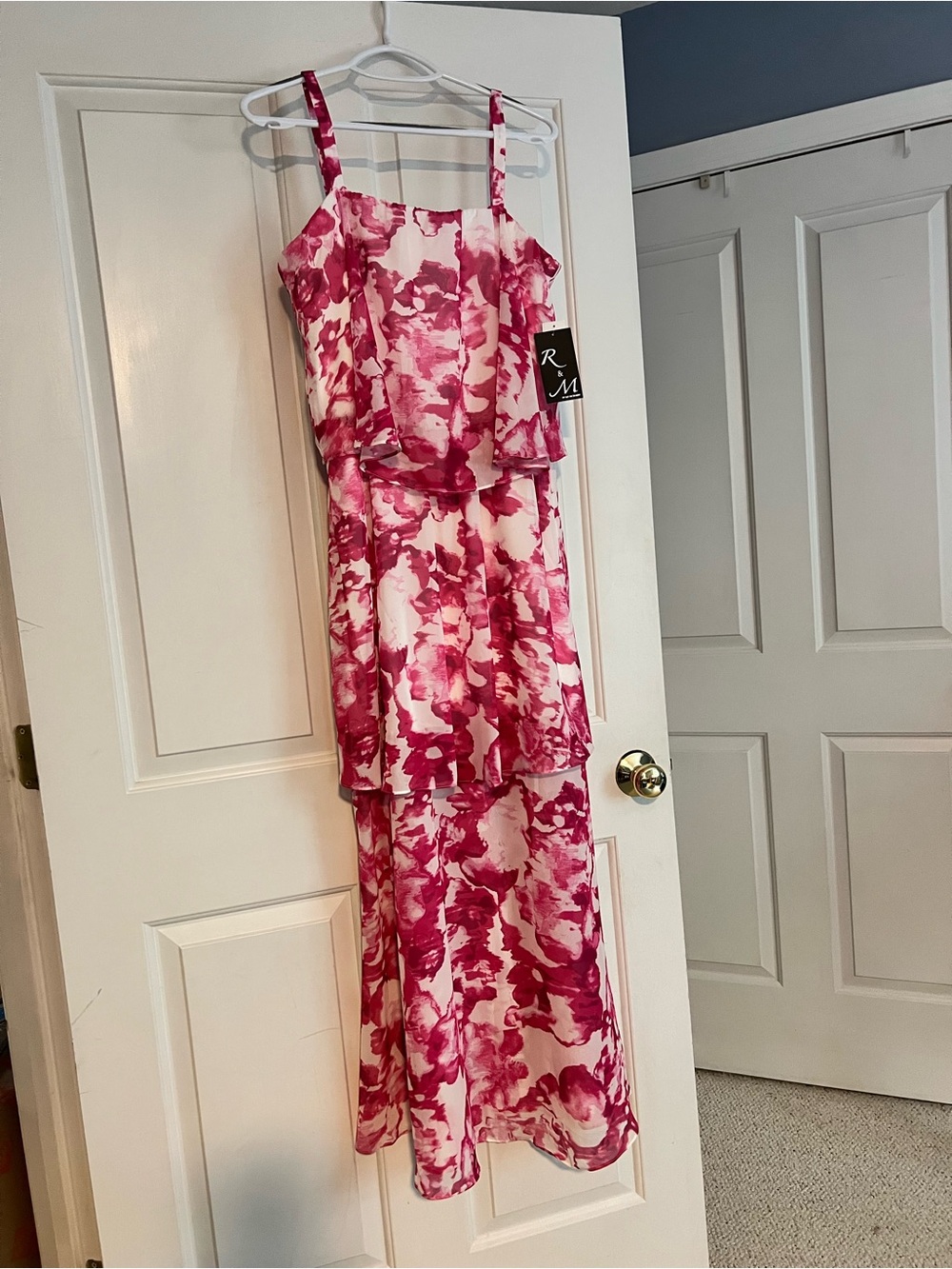 Sleeveless Pink Floral Tiered Maxi Dress